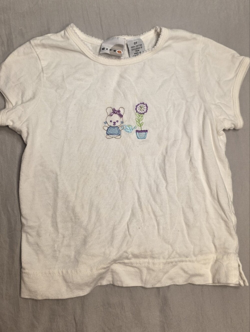 Circo White Embroidered Bunny Tee